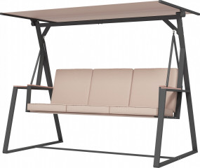 Třímístná zahradní houpačka, 205 x 130 x 175 cm | khaki č.1