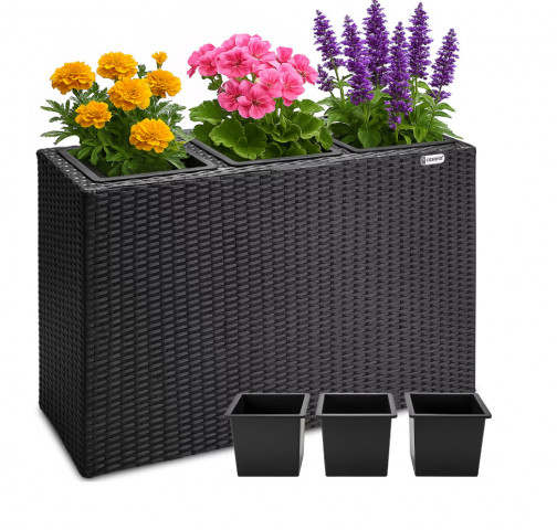 Polyratanový květináč 83x30,5x60cm | černý č.2