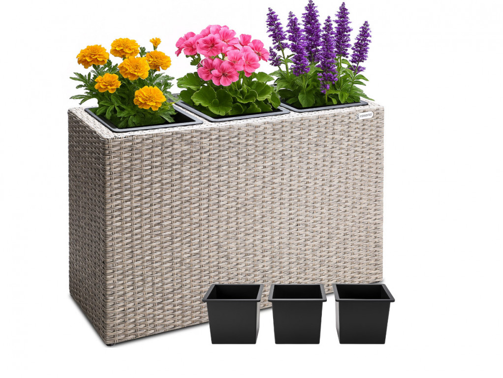 Polyratanový květináč 83x30,5x60cm | krémový