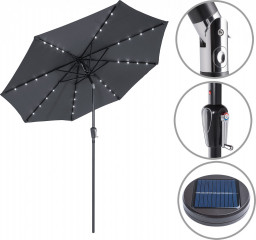 Zahradní slunečník s LED osvětlením Ø 300 cm | antracit č.1