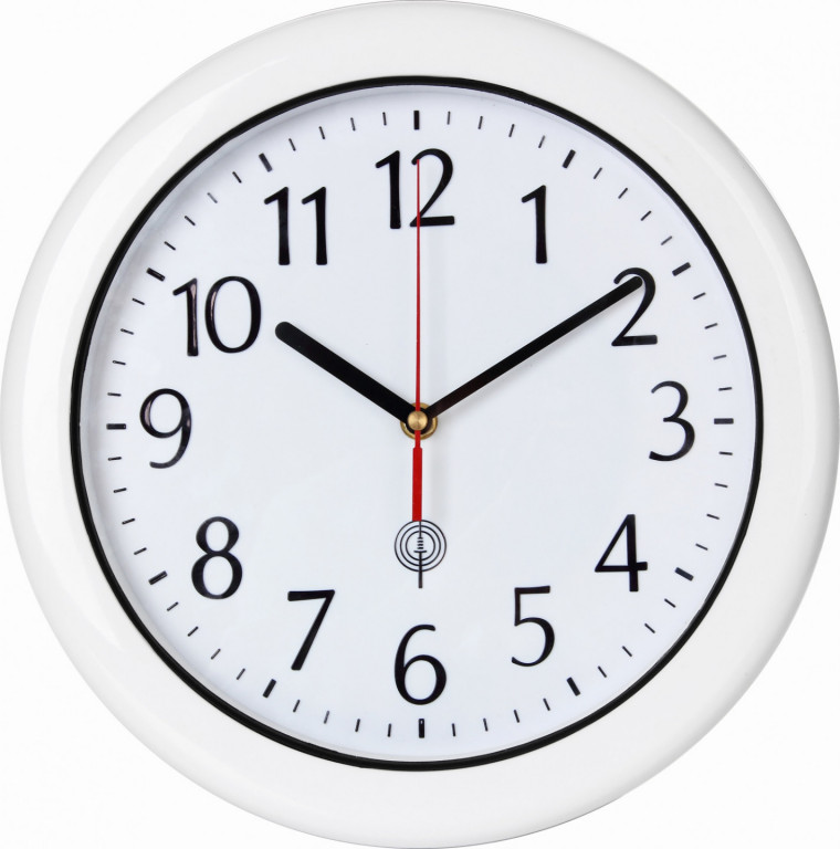 Rádiem ovládané nástěnné hodiny bílé Ø30cm