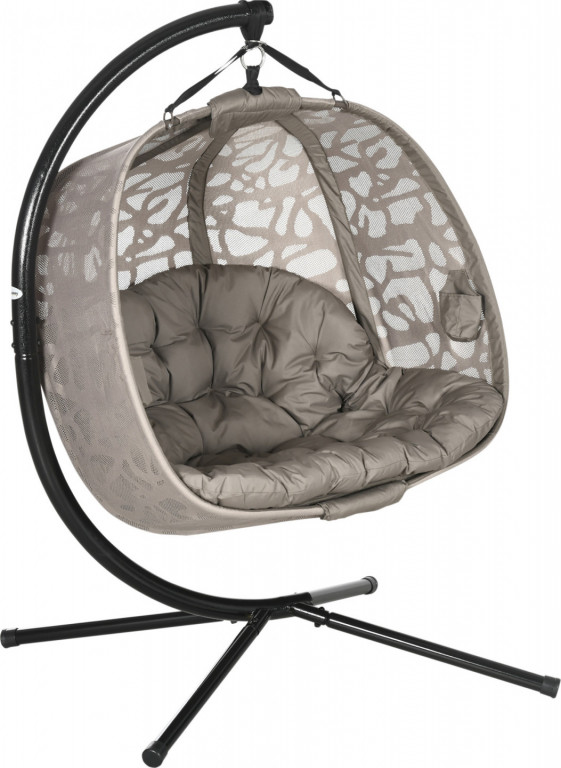 Závěsné křeslo 130 x 103 x 172 cm | pískové + černé