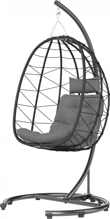 Ratanové závěsné křeslo 102x102x195cm | černé