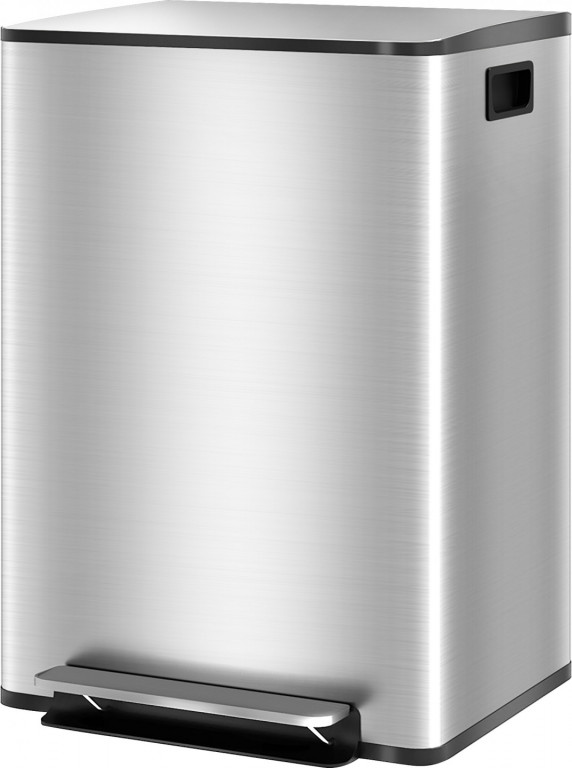 Dvojitý odpadkový koš 47,7x37,5x66,8 cm | stříbrný