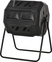 Venkovní dvoukomorový rotační kompostér | černý č.1