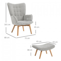 Relaxační křeslo s taburetem 72 x 80 x 101 cm | šedé č.3