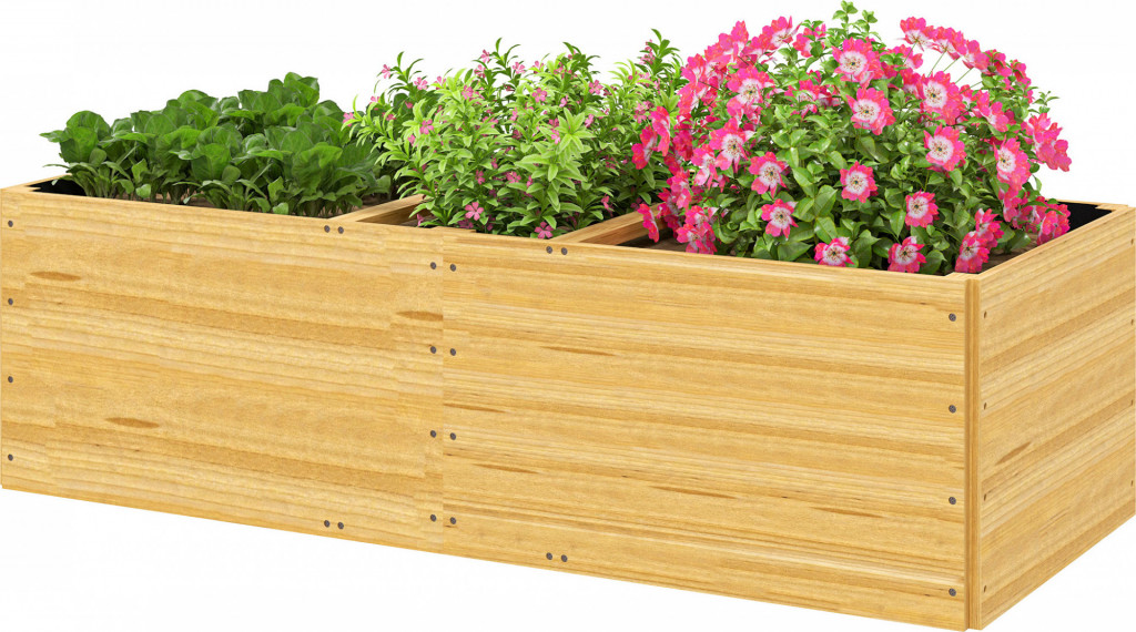 Dřevěný vyvýšený záhon 140x60x40 cm | přírodní