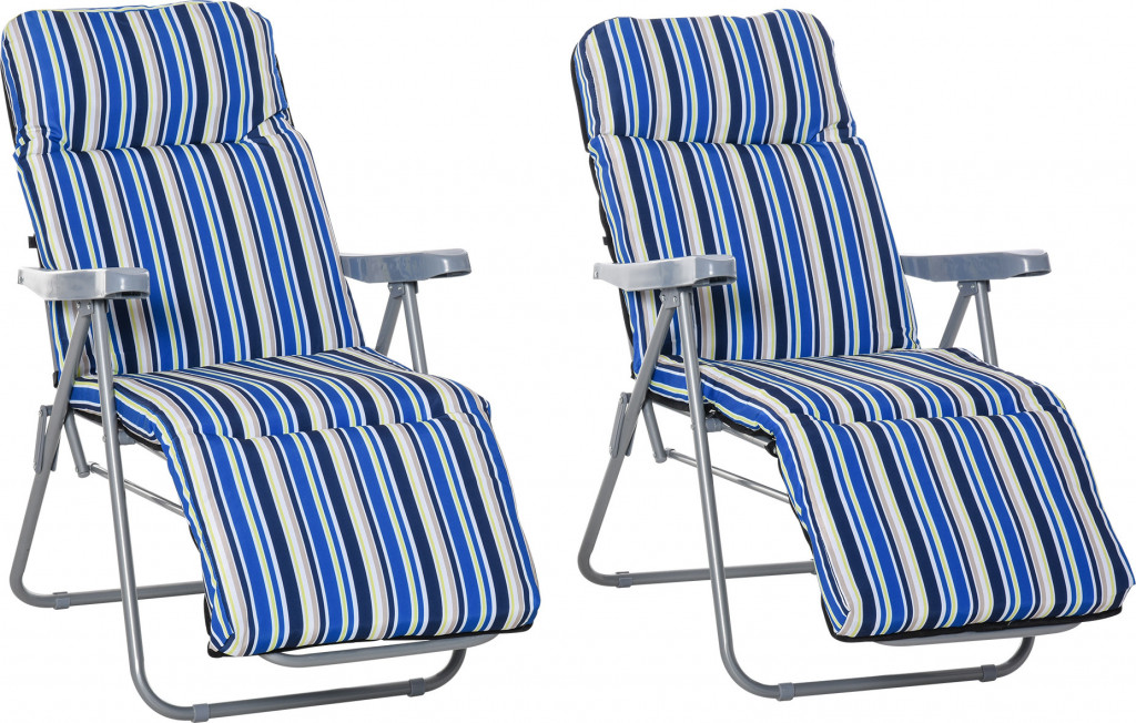 Sada 2 lehátek s polštářem 60x75x65-102cm | modrá