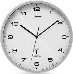 Rádiem řízené hodiny Ø31cm | bílé/stříbrné