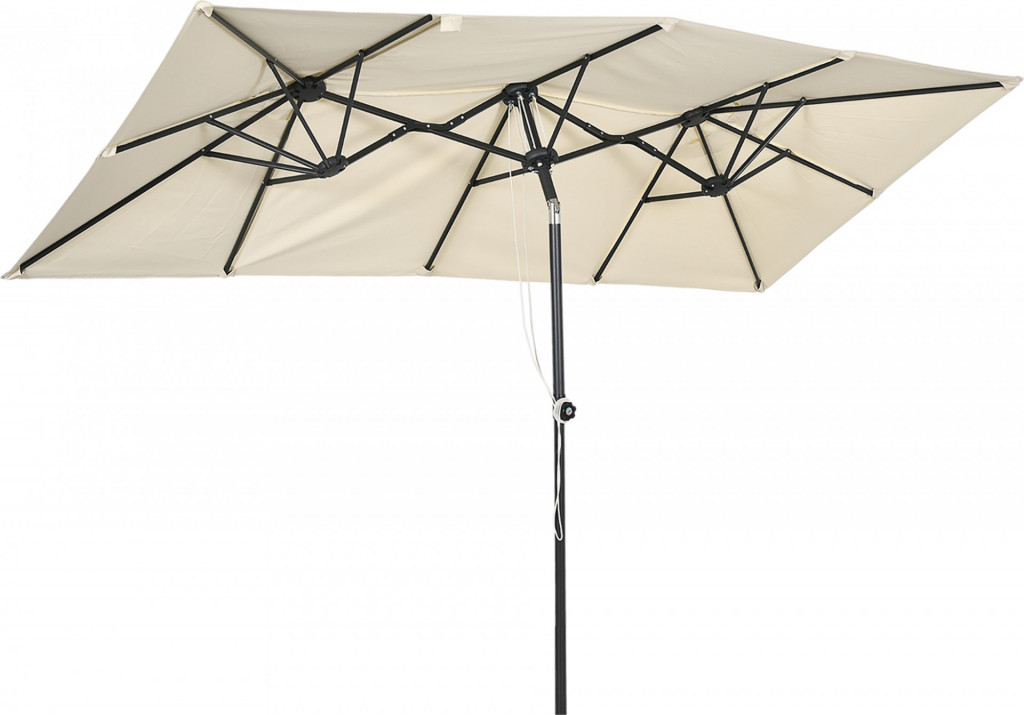 Dvojitý slunečník s nastavitelným úhlem sklonu, 150 x 295 cm | krémový