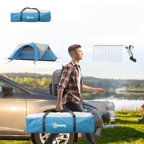 Kempinkový rodinný stan pro 6 osob | modrý č.3