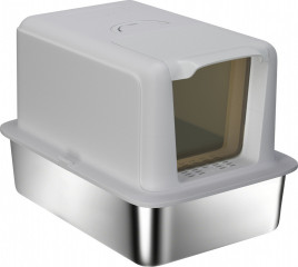 Kočičí toaleta s víkem 40,5x60,5x41,5 cm | šedá + stříbrná č.1