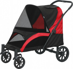Kočárek pro velké psy do 30 kg | červený + černý