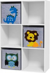Dětský regál se 3 úložnými boxy 61,8 x 29,9 x 91,5 cm | bílý + šedý