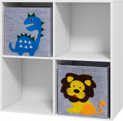 Dětský regál se 2 úložnými boxy, 61,8 x 29,9 x 61,8 cm | bílý + šedý č.1
