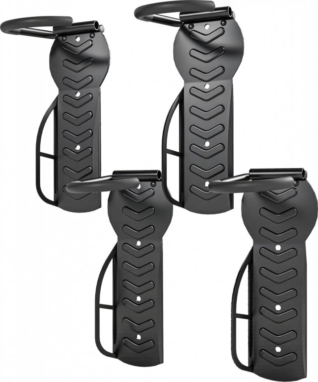 Sada 4 vertikálních nástěnných držáků kol s nosností 30 kg | černé