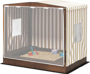 Pískoviště se stříškou a síťovanými dvířky 142x101,5x131cm | hnědé č.1