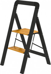 Skládací žebřík 44,5x48x86,3 cm | černý + přírodní