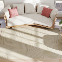 Protiskluzový koberec s vysokým vlasem 230 x 160 cm | krémově bílý