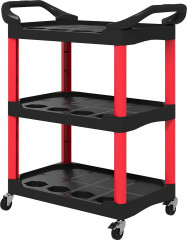 Dílenský vozík se 3 policemi s nosností 91 kg | černý + červený č.1