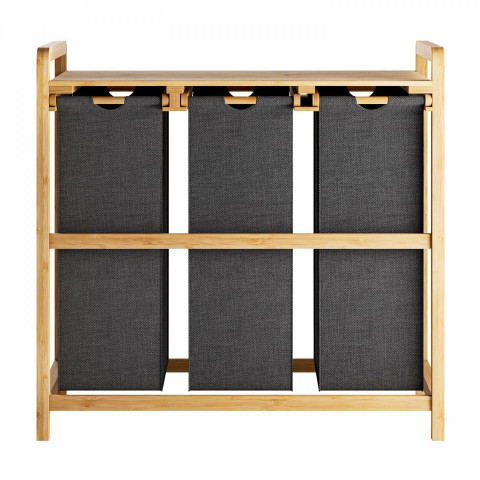 Prádelní koš se 3 přihrádkami 81 x 40 x 78 cm | antracit č.5