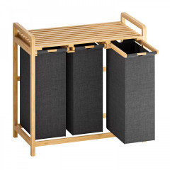 Prádelní koš se 3 přihrádkami 81 x 40 x 78 cm | antracit č.2
