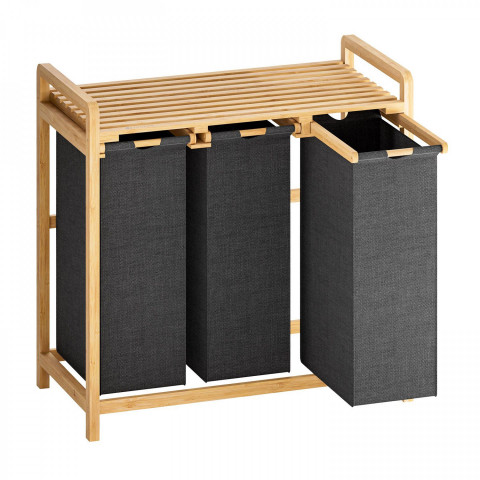 Prádelní koš se 3 přihrádkami 81 x 40 x 78 cm | antracit č.2