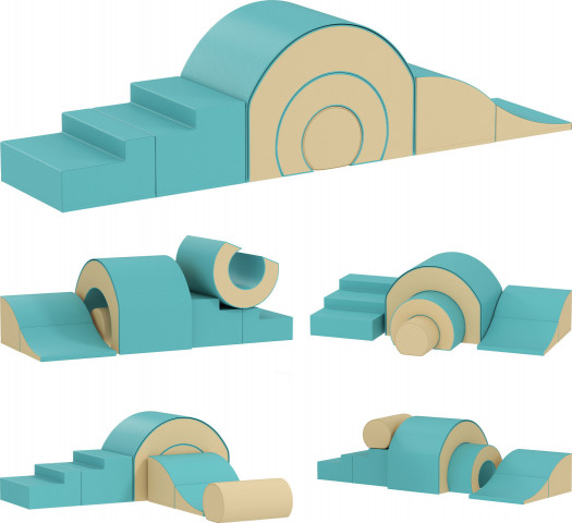 Pěnové stavební bloky 5 kusů | zelené + pískové č.3