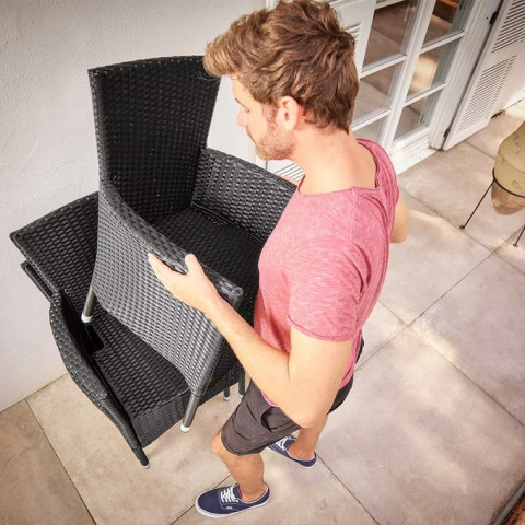 Sada 2 zahradních židlí z polyratanu | černá/krémová č.6