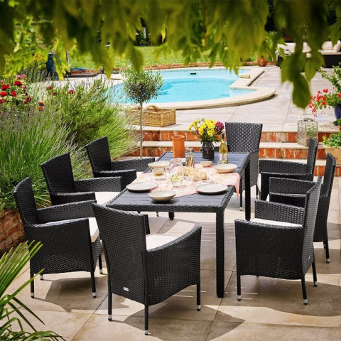 Sada 2 zahradních židlí z polyratanu | černá/krémová č.3