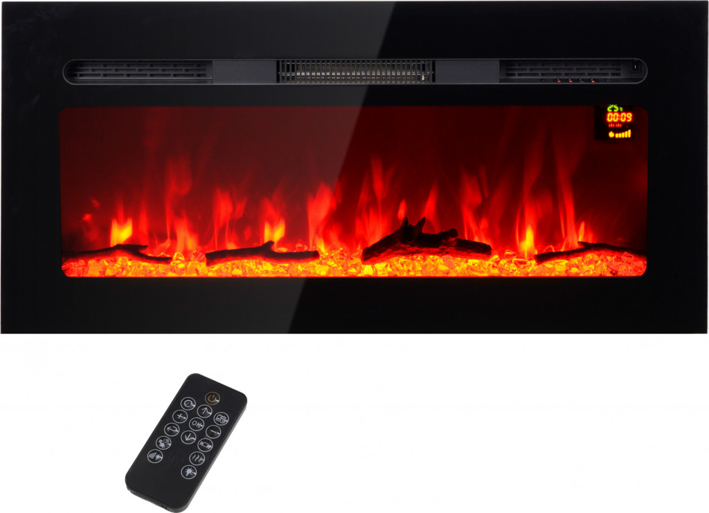 Elektrický krb s LED efektem plamene 91,4x15,8x45 cm | černý