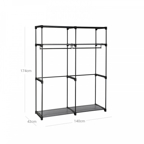 Plátěná skříň 43 x 140 x 174 cm | černá č.5