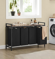 Čtyřdílný koš na prádlo | rustikální hnědá a černá č.1