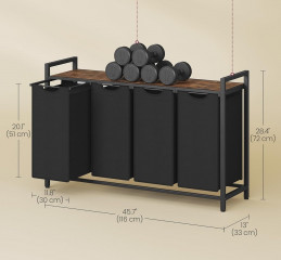 Čtyřdílný koš na prádlo | rustikální hnědá a černá č.3