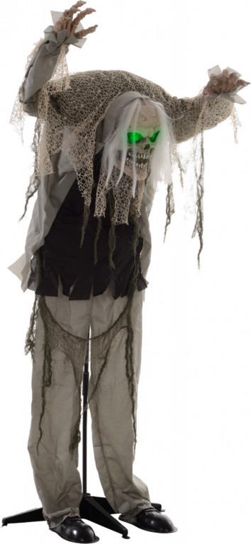 Halloweenská dekorace stojící kostra s LED světly 160 cm | vícebarevná