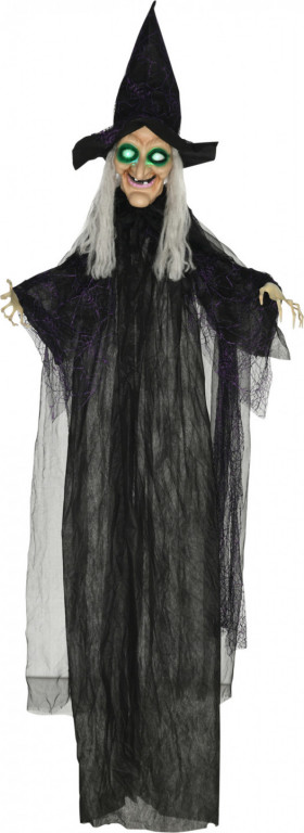 Halloweenská čarodějnice s LED světly 183 cm | černá