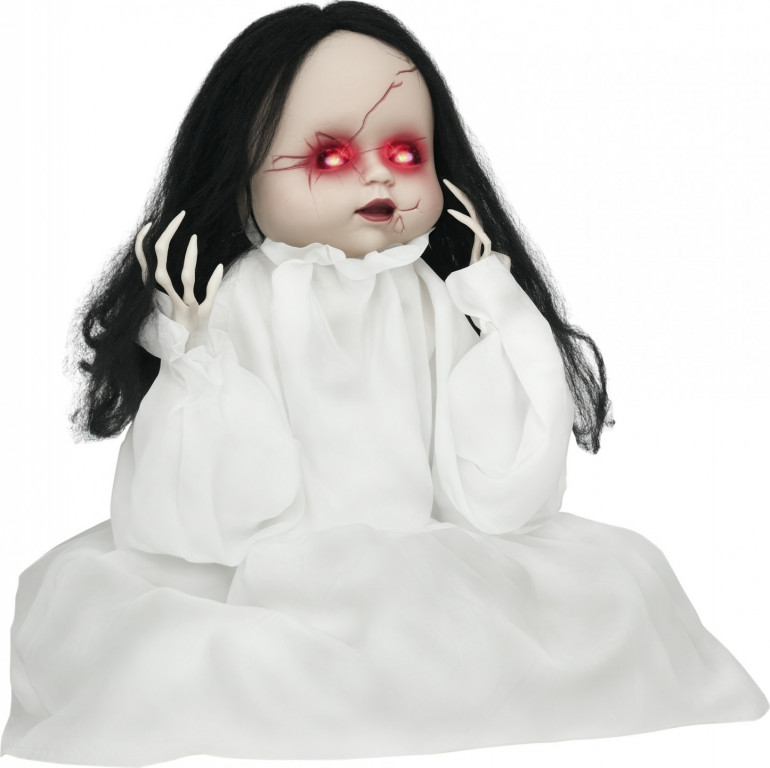 Halloweenská dekorace, panenka 60 cm | bílá