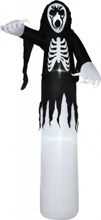 Halloweenská dekorace, duch s LED světly 270 cm | bílá + černá