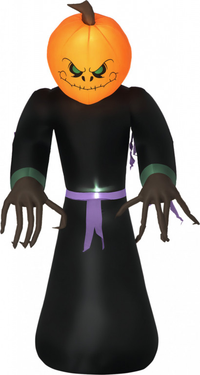 Halloweenská dekorace, duch s LED světly 210 cm | oranžová + černá