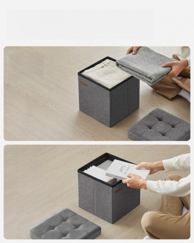 Čalouněný taburet s úložným prostorem 30 x 30 | tmavě šedá č.2