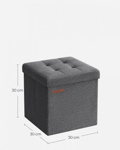 Čalouněný taburet s úložným prostorem 30 x 30 | tmavě šedá č.3