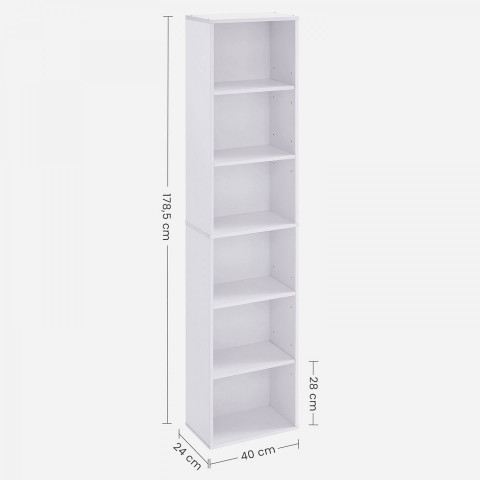 6 patrová knihovna 40 x 24 x 178,5 cm | bílá č.5