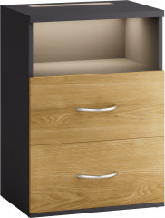 Noční stolek LED Jamie 55x40x28cm | Dřevěný / Šedý č.1