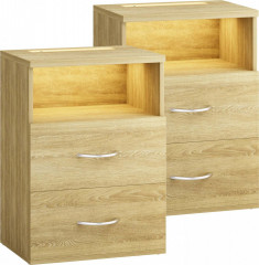 Noční stolek Jamie sada 2 kusů LED 55x40x28cm | dub