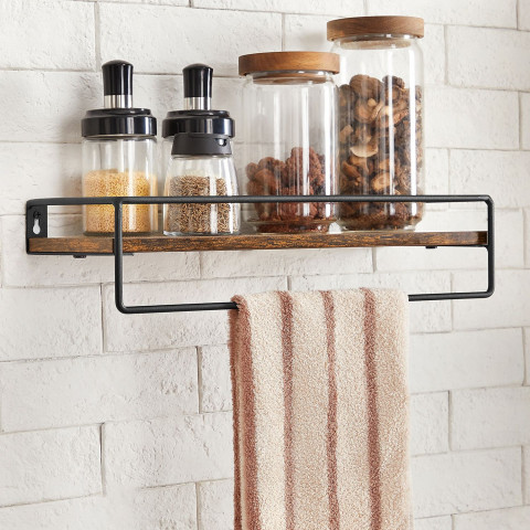 Nástěnná police 2-dílný set | rustikální hnědá, černá č.5