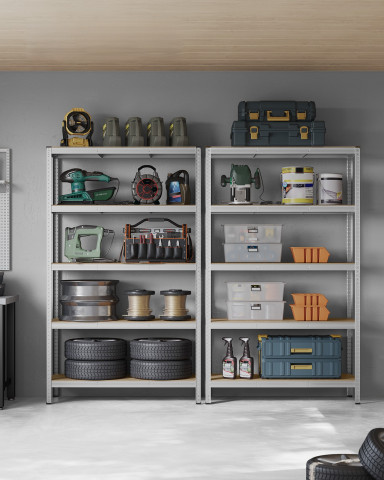 Nastavitelný pětipatrový regál 60 x 120 x 200 cm | stříbrný č.2