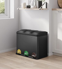 Recyklační koš 3x15 l | černý