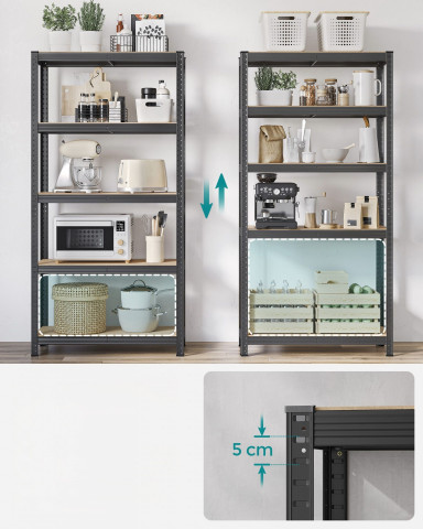 Nastavitelný pětipatrový regál 40 x 90 x 180 cm | šedý č.3