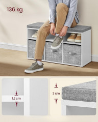 Botník s 6 příhrádkami 30,3 x 87 x 48 cm | bílo-šedá č.3