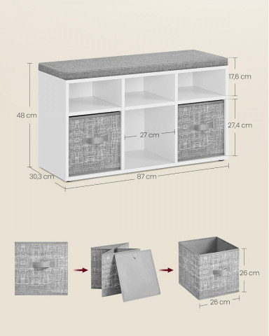 Botník s 6 příhrádkami 30,3 x 87 x 48 cm | bílo-šedá č.2